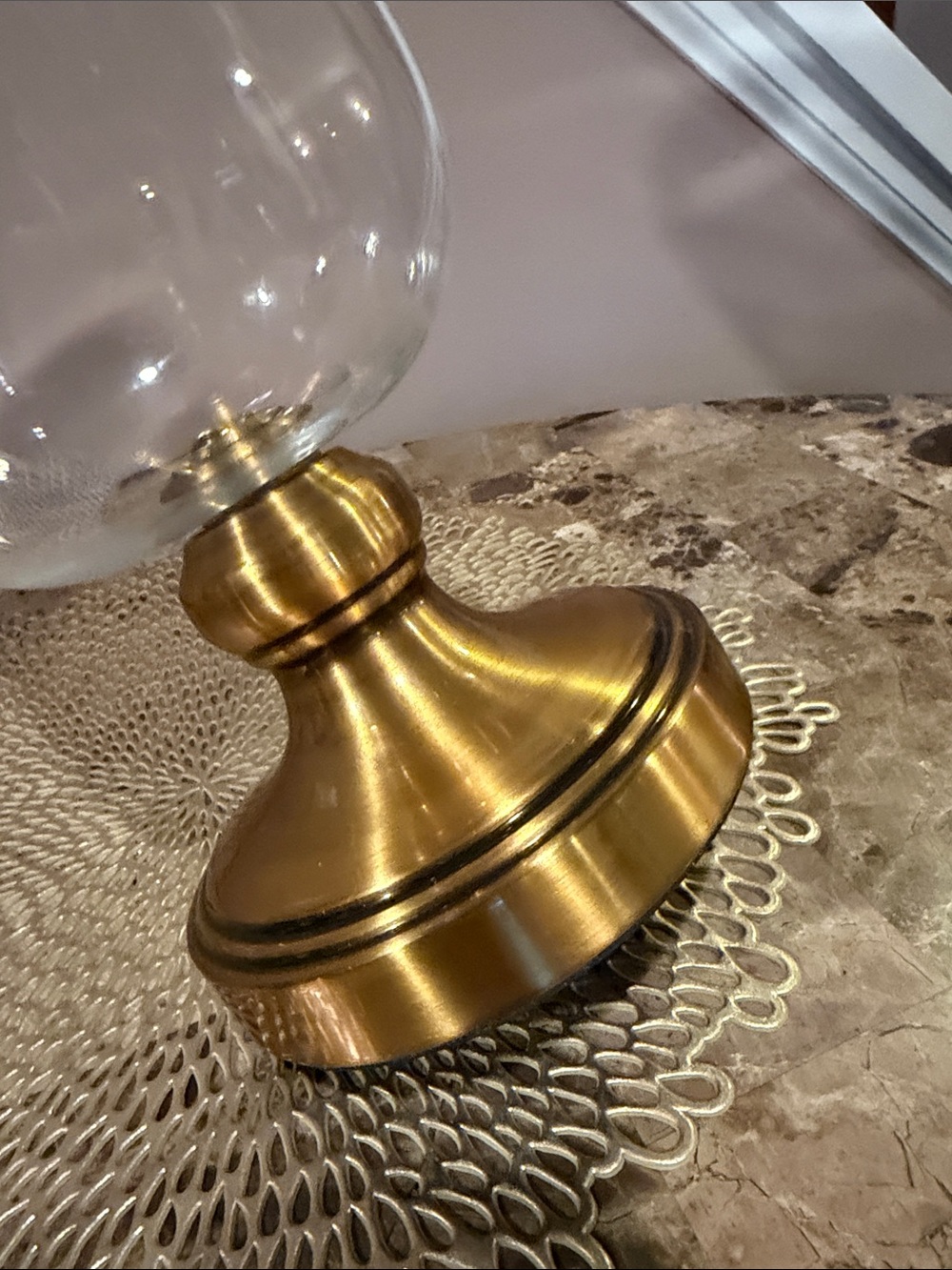 Decorative Glass Apothecary Jar with Gold-Finish Metal Top and Base - Picture 7 of 11